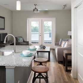 Cozy, bright kitchen area by living room Cozy, bright kitchen area by living room