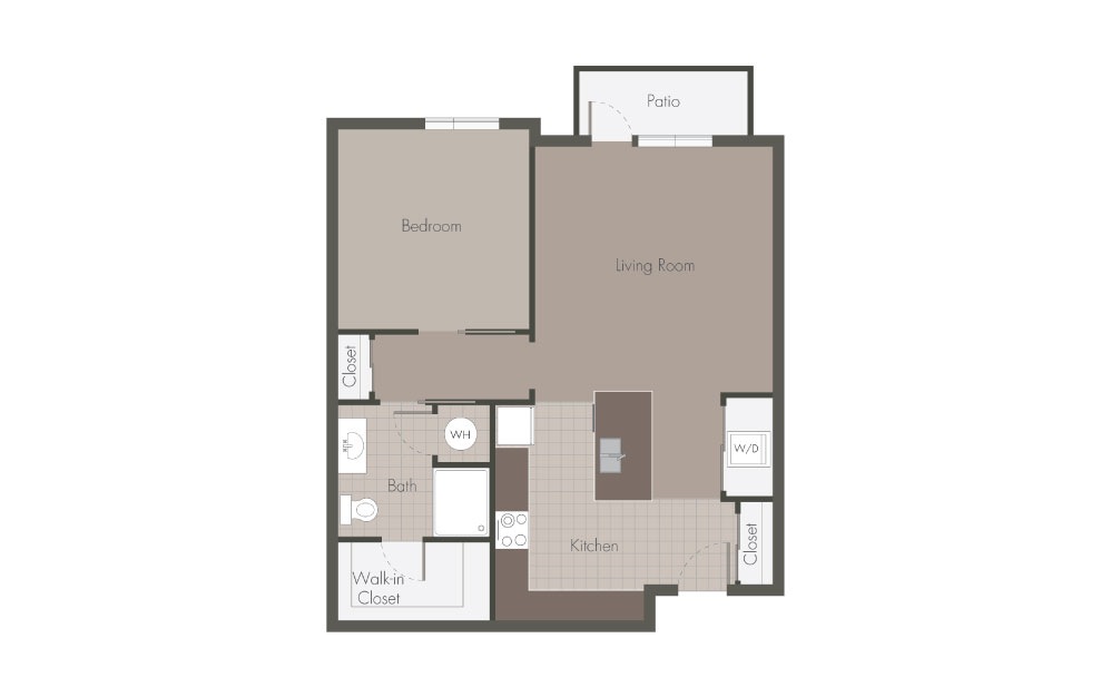 A1 - 1 bedroom floorplan layout with 1 bathroom and 705 - 713 square feet