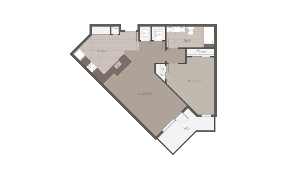 A2 - 1 bedroom floorplan layout with 1 bath and 768 to 773 square feet.