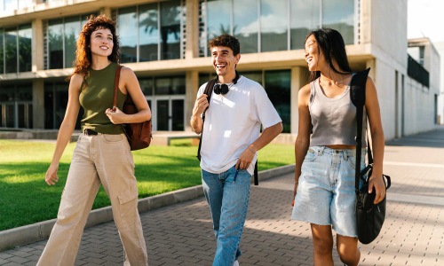 students walking on campus