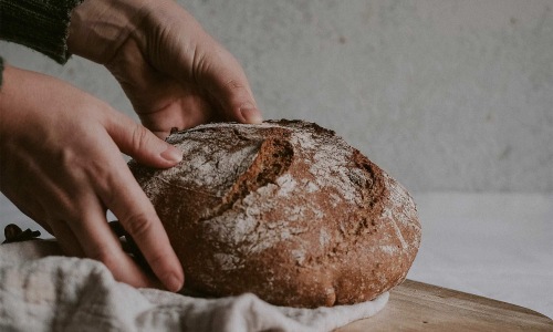 freshly baked bread on table
